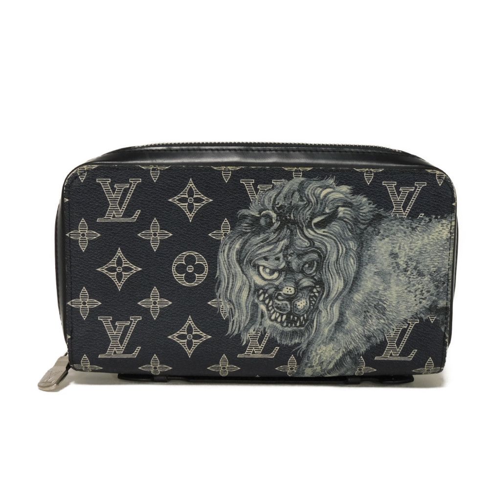 LOUIS VUITTON Long Wallet Purse M66624 Monogram savannah canvas (animal print) x cowhide leather Uncle Monogram savanna Zippy XL