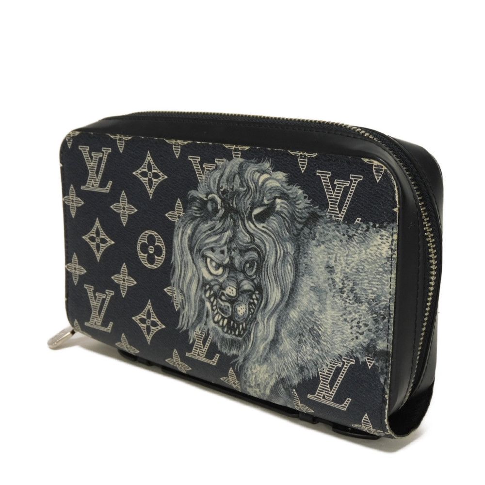 LOUIS VUITTON Long Wallet Purse M66624 Monogram savannah canvas (animal print) x cowhide leather Uncle Monogram savanna Zippy XL