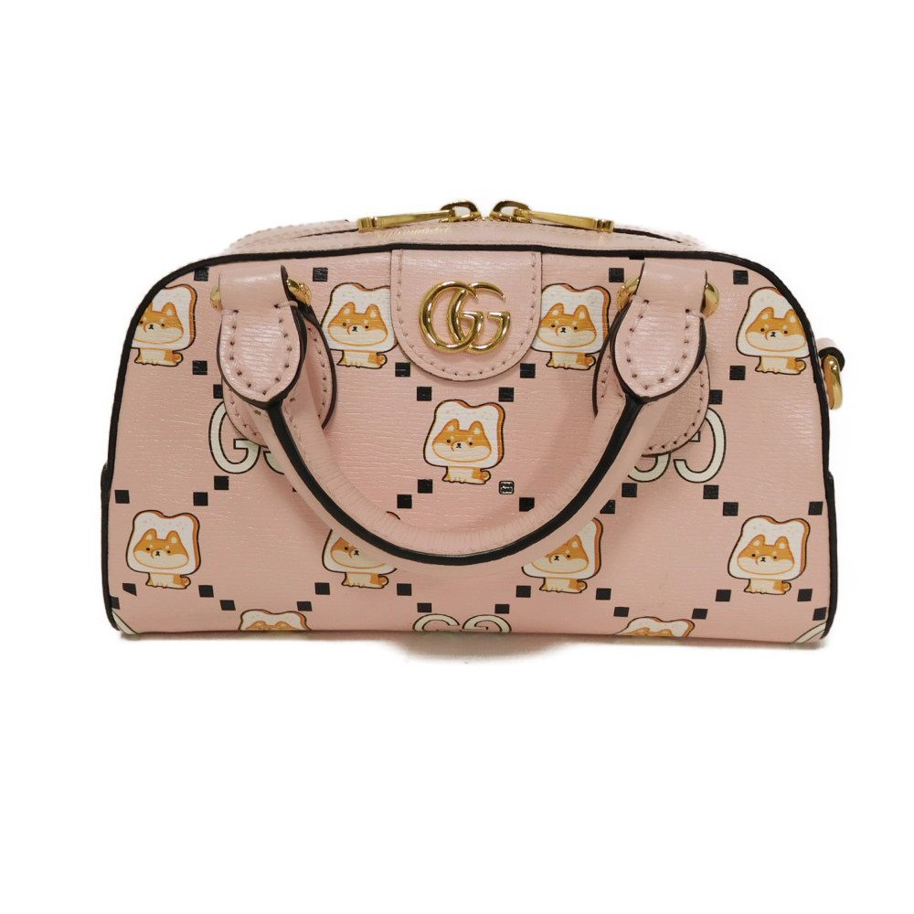 GUCCI Handbag 724606 AABUY 8442 Calf leather Light pink GG Offdia Animal Print Mini Bag