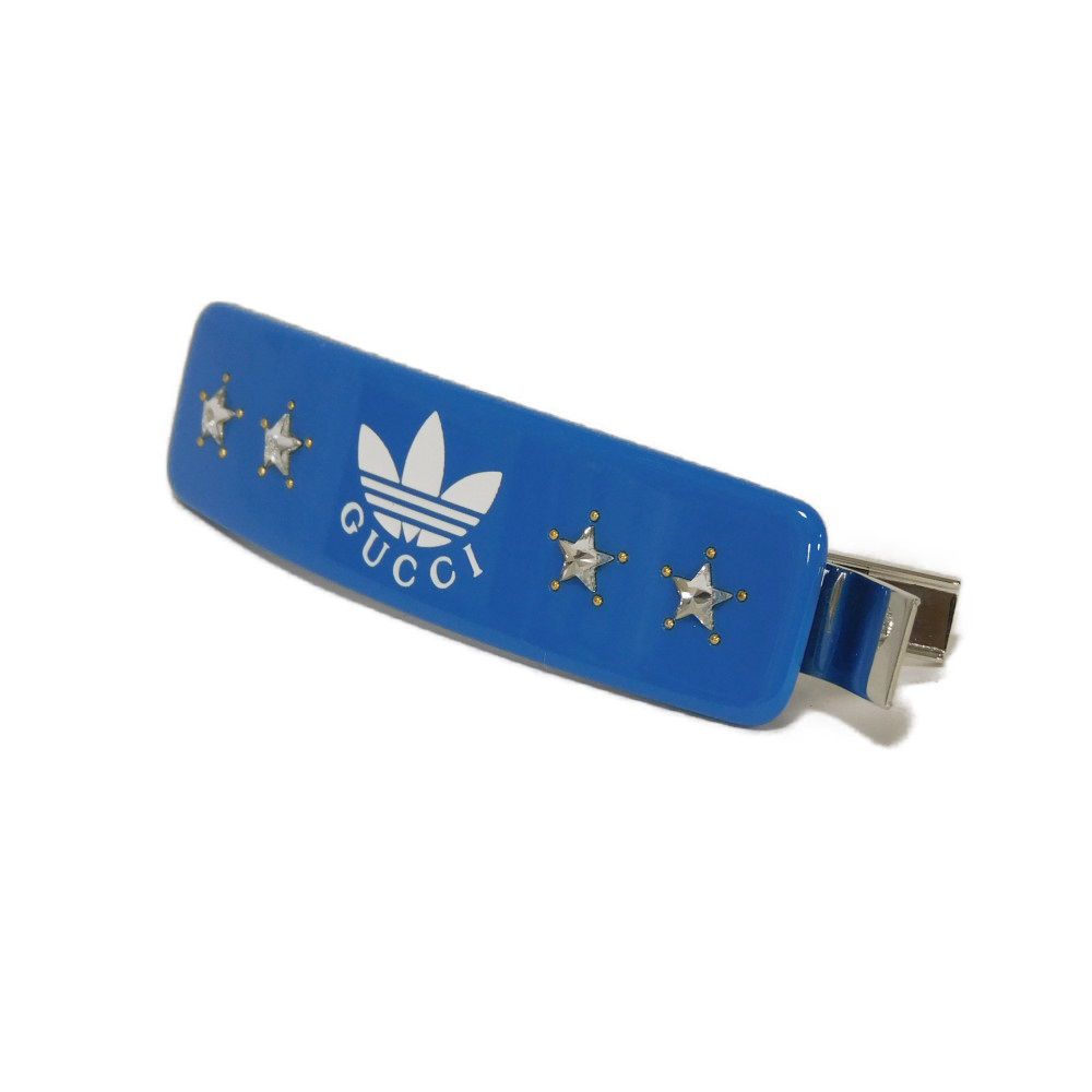 GUCCI Valletta 702940 IAABI 8521 Resin blue Trefoil logo Adidas Crystal Star Hair Clip