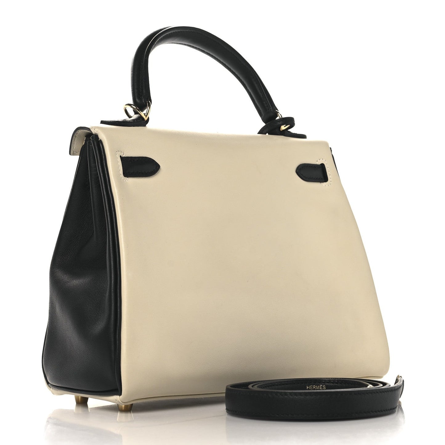 Hermes Swift Horseshoe Kelly Retourne 25 Craie Black