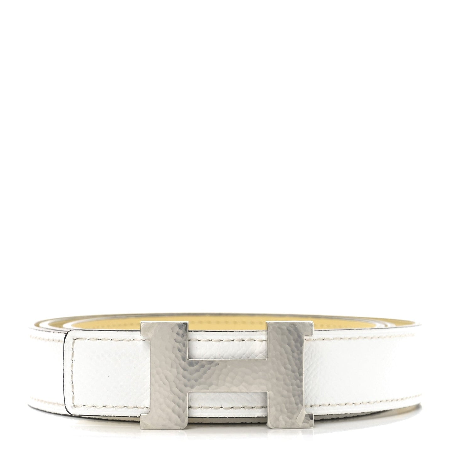 Hermes Swift Epsom 24mm Mini Martelee Constance Belt 90 Jaune Poussin White