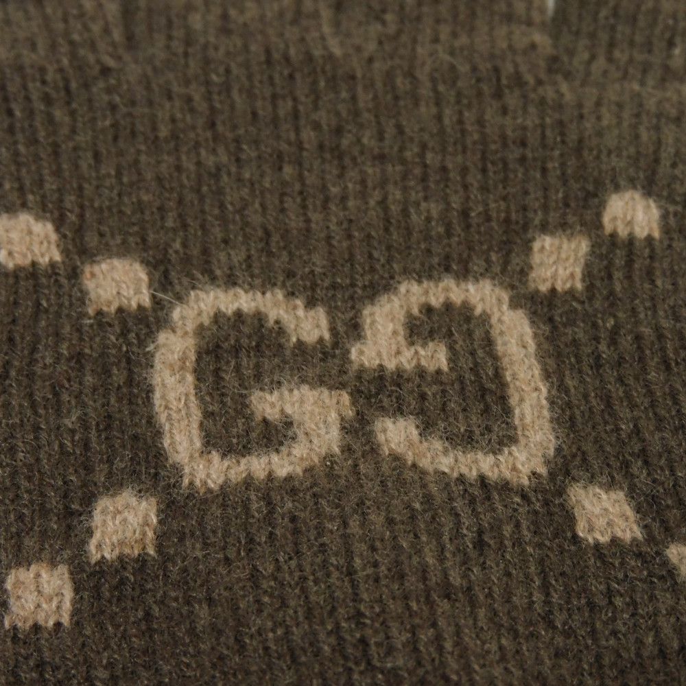 GUCCI gloves 813136 4GABX 2579 cashmere light brown Double G GG jacquard gloves
