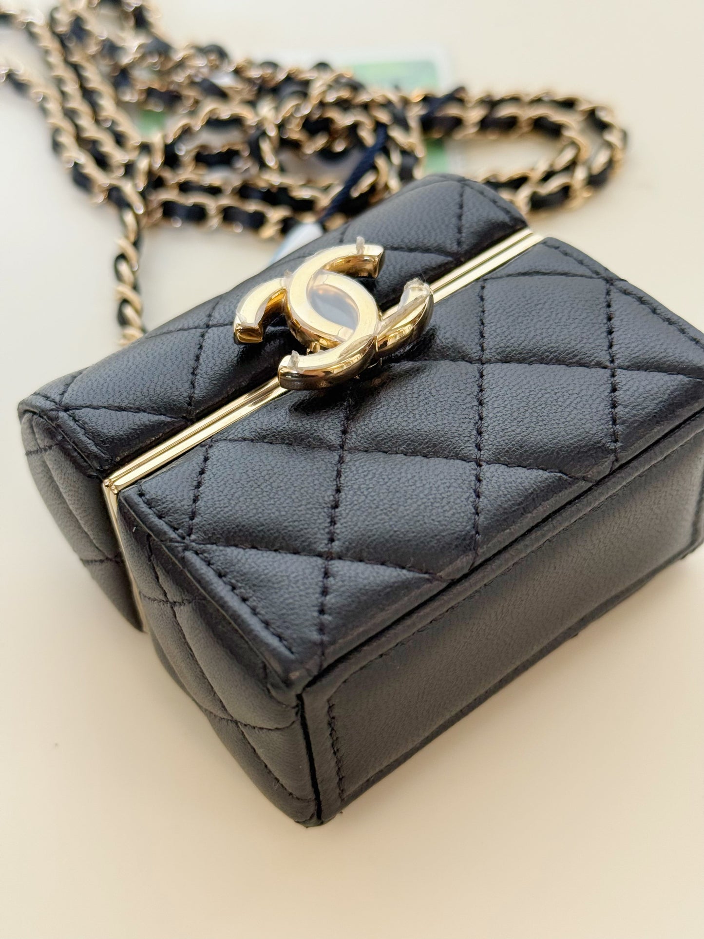 Chanel Lambskin Quilted Box With Chain