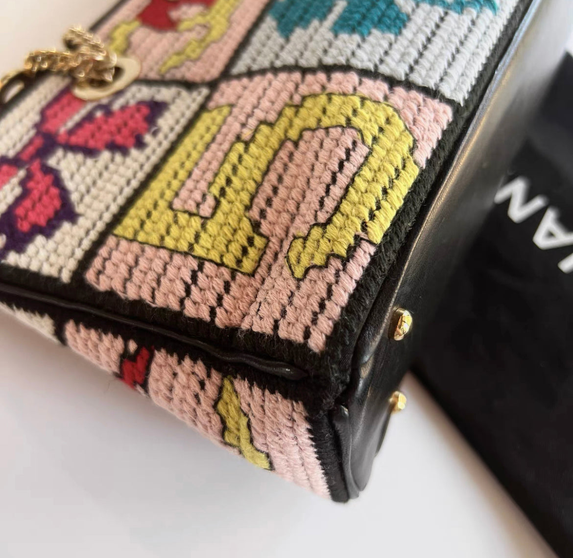 Chanel  Cross stitch shoulder bag