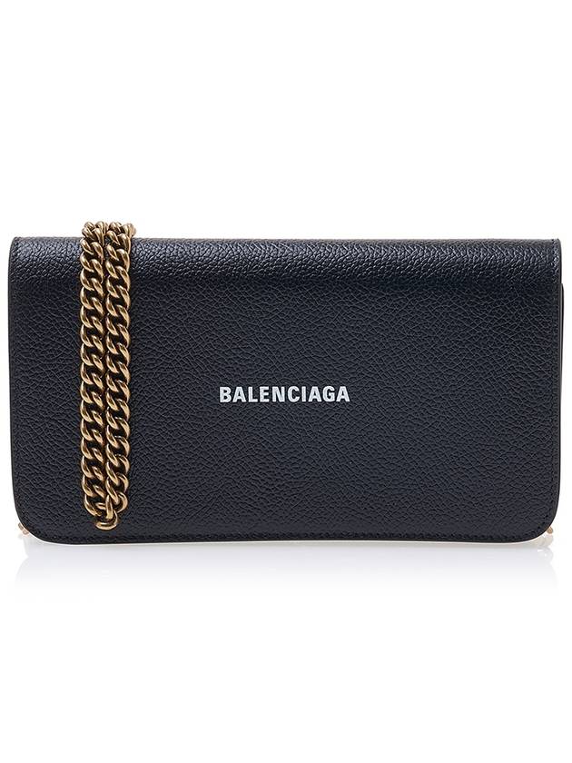 Luxury Balenciaga Trending 2026 Cash Chain Wallet Mini Calfskin Cross Bag Black