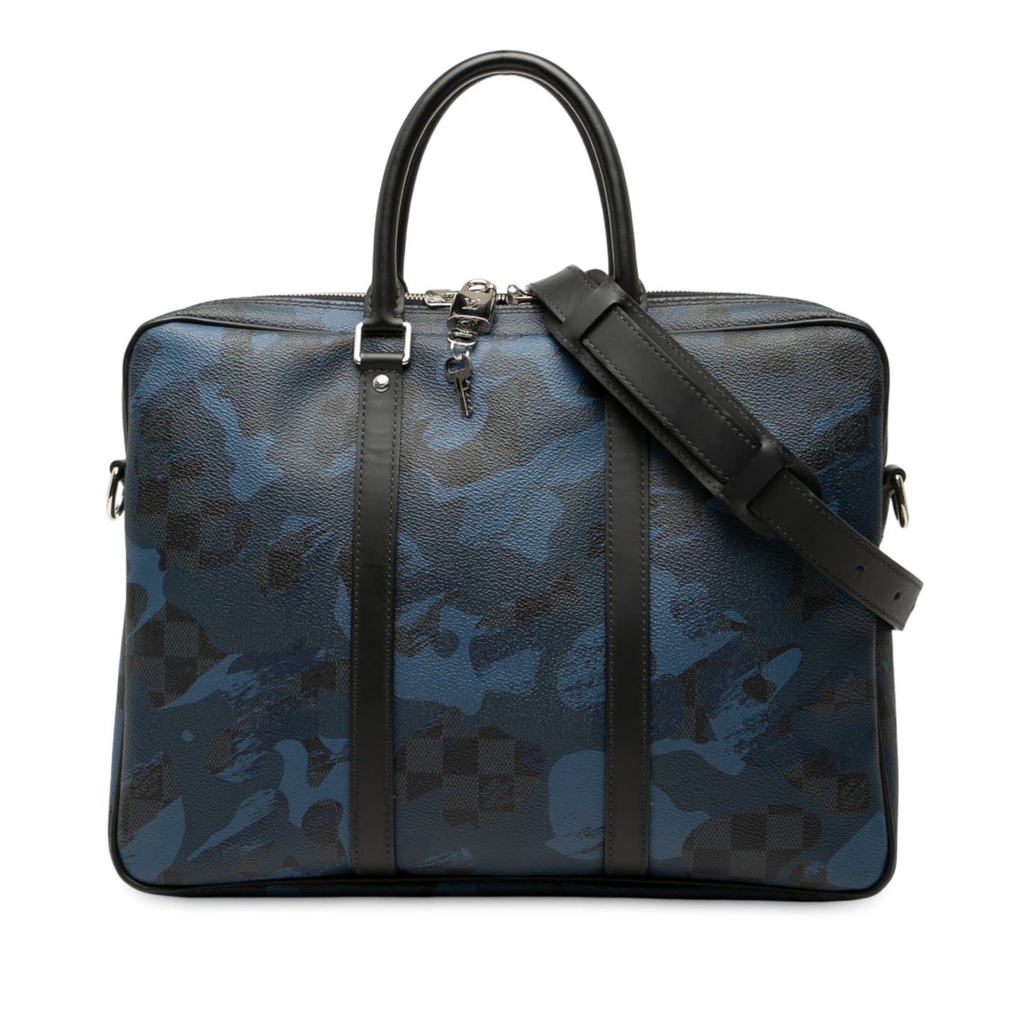 Blue Louis Vuitton Damier Cobalt Camouflage Porte Documents Voyage PM Business Bag