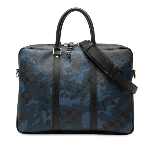 Blue Louis Vuitton Damier Cobalt Camouflage Porte Documents Voyage PM Business Bag