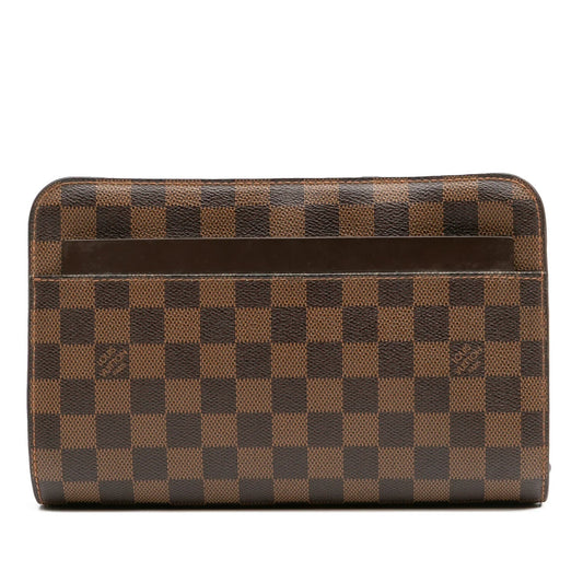 Brown Louis Vuitton Damier Ebene Saint Louis Pochette Clutch Bag