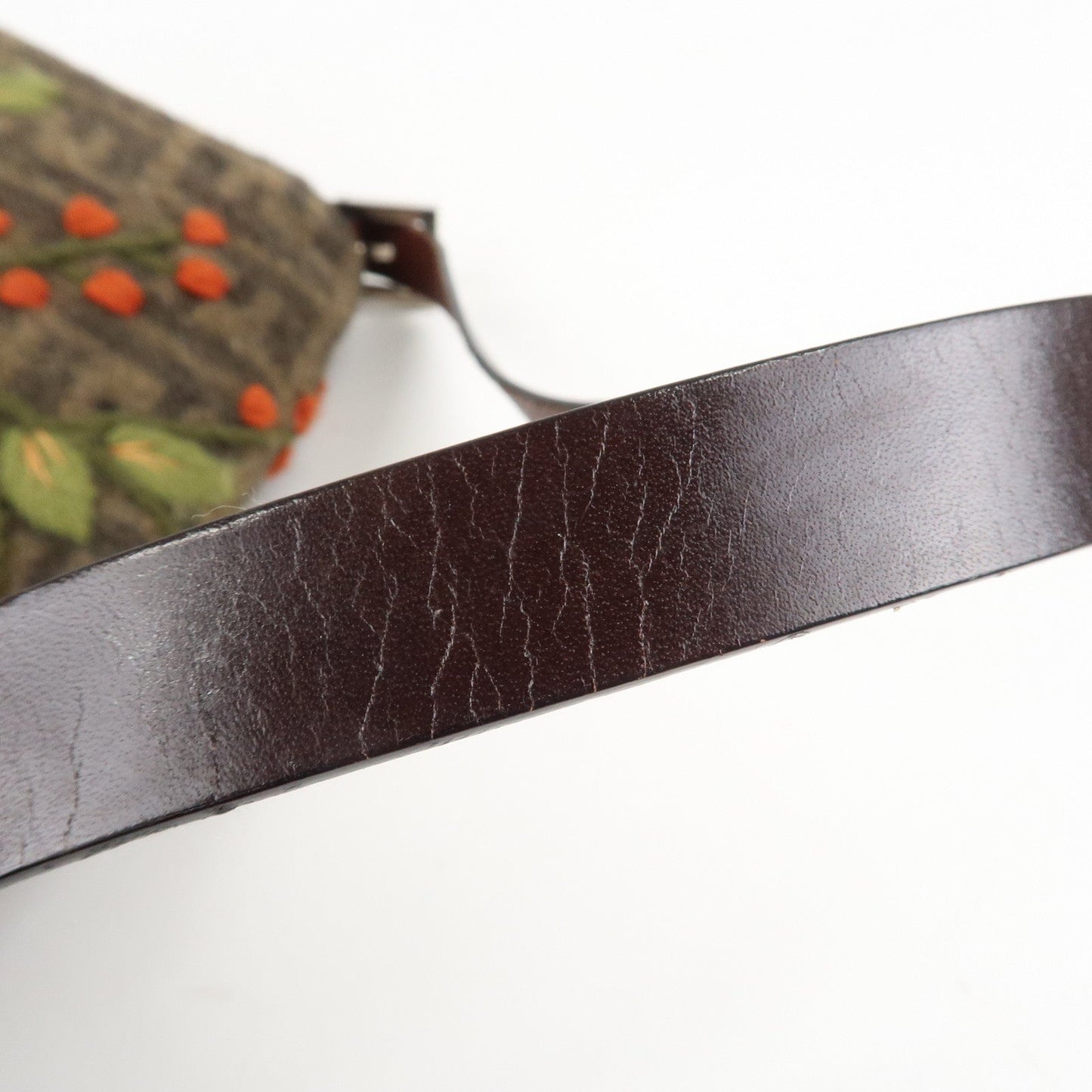 FENDI Mamma Baguette Zucca Wool Leather Shoulder Bag Flower