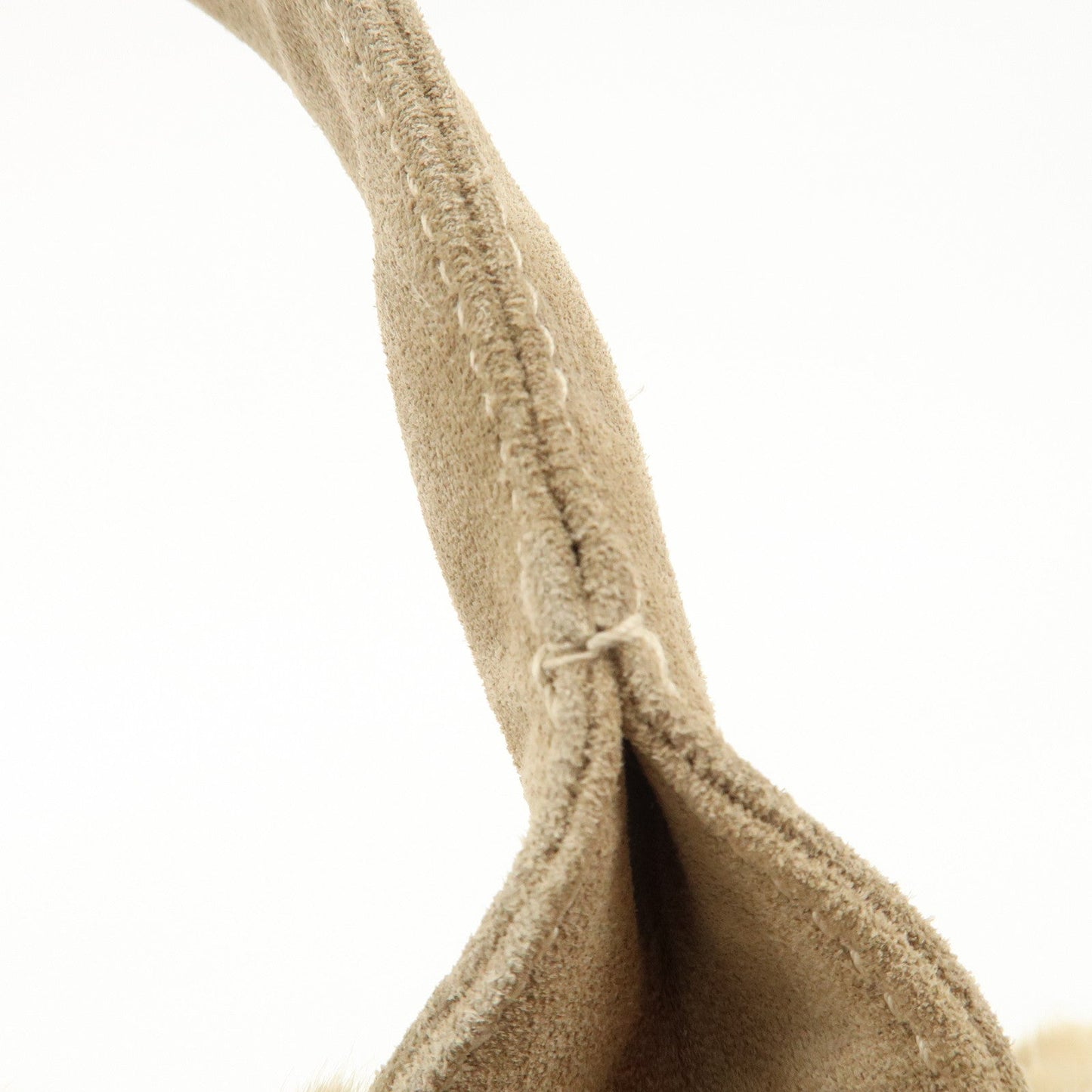 PRADA Eco Lapin Fur Suede Canapa Large Tote Bag Beige BN1918