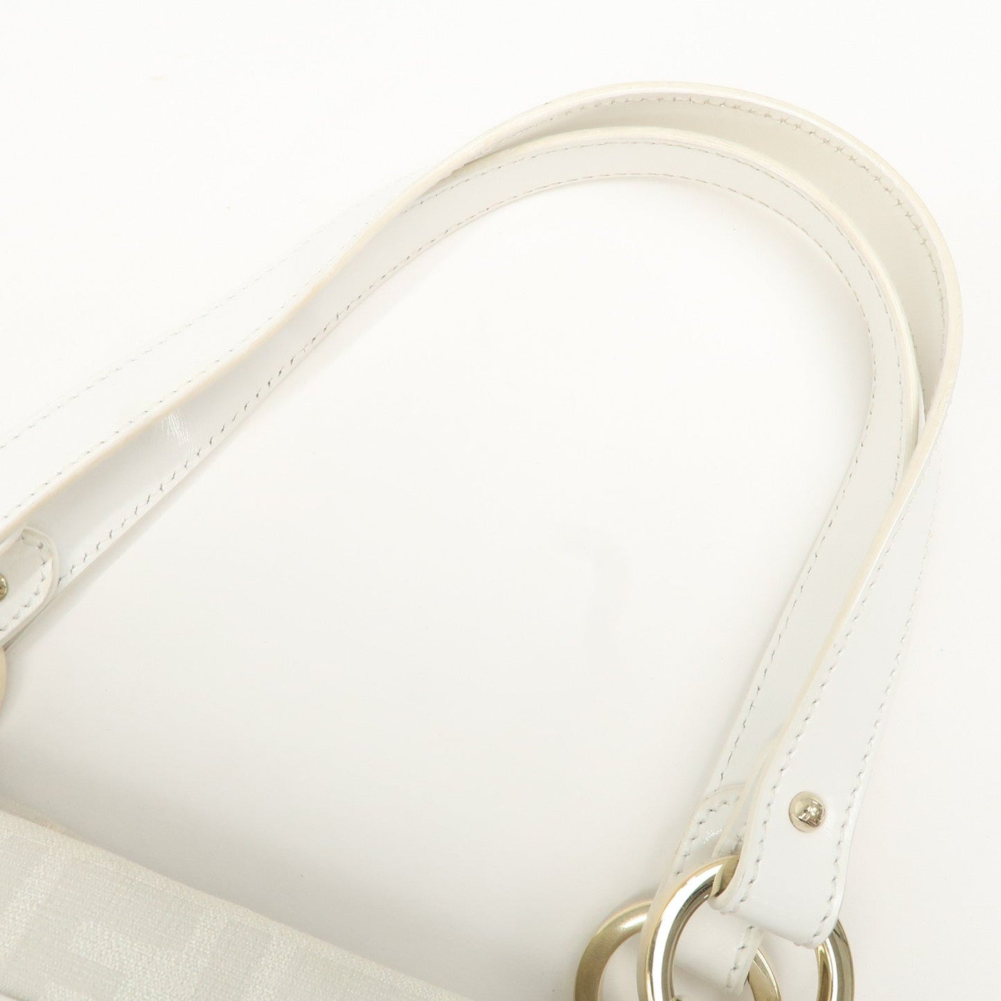 FENDI Zucca PVC Leather Shoulder Bag White Gold Hardware 8BR628