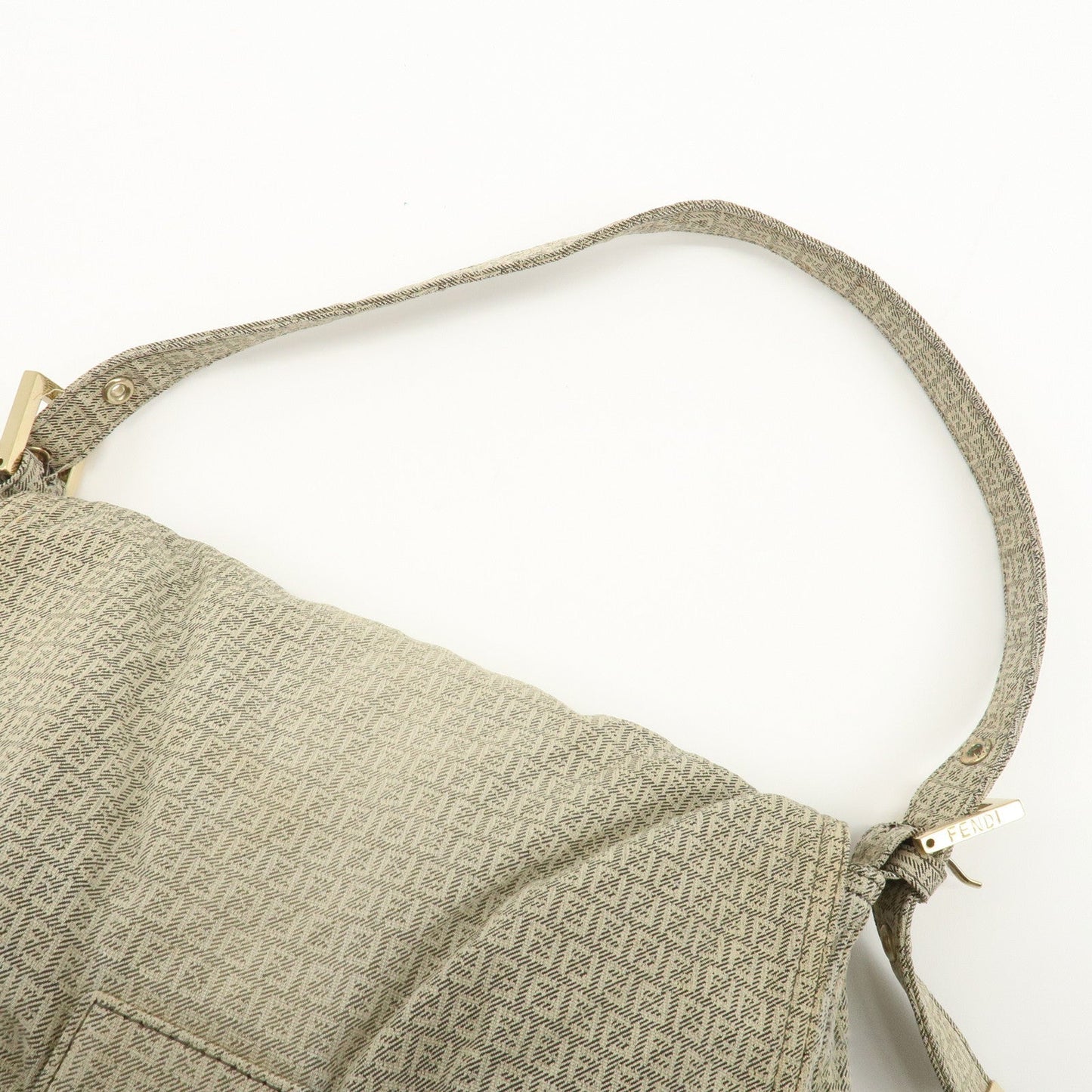 FENDI Mamma Baguette Micro FF Canvas Shoulder Bag Gray 8BR001