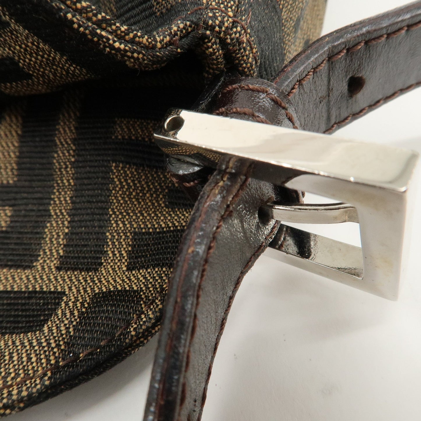 FENDI Zucca Canvas Leather Shoulder Bag Hand Bag 26423 F/S