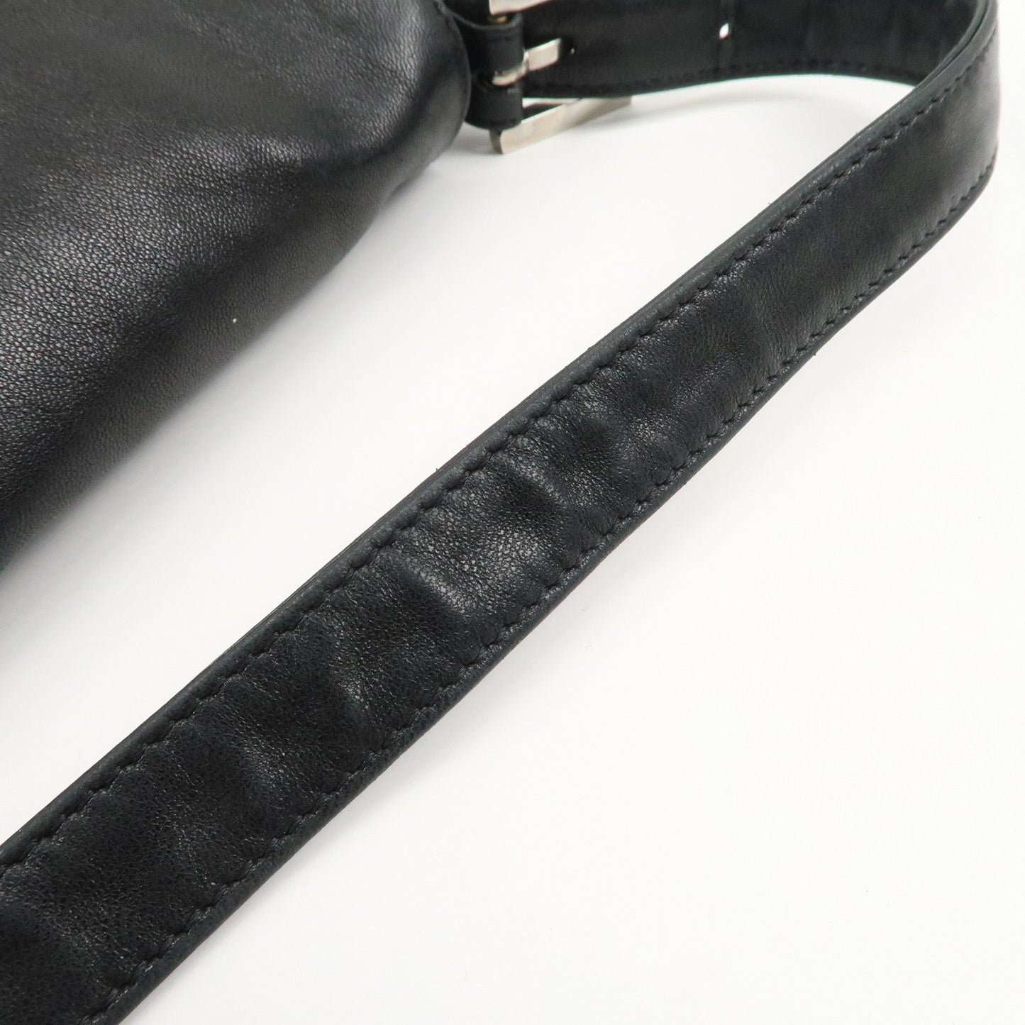 FENDI  Mamma Baguette Leather Shoulder Bag Hand Bag Black 26424
