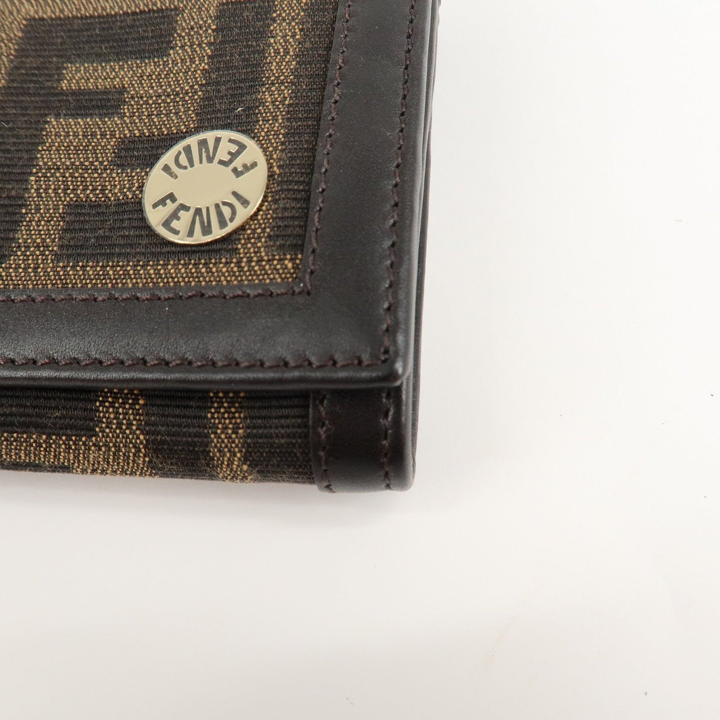 FENDI Zucca Canvas Leather Long Wallet Brown 8M0000