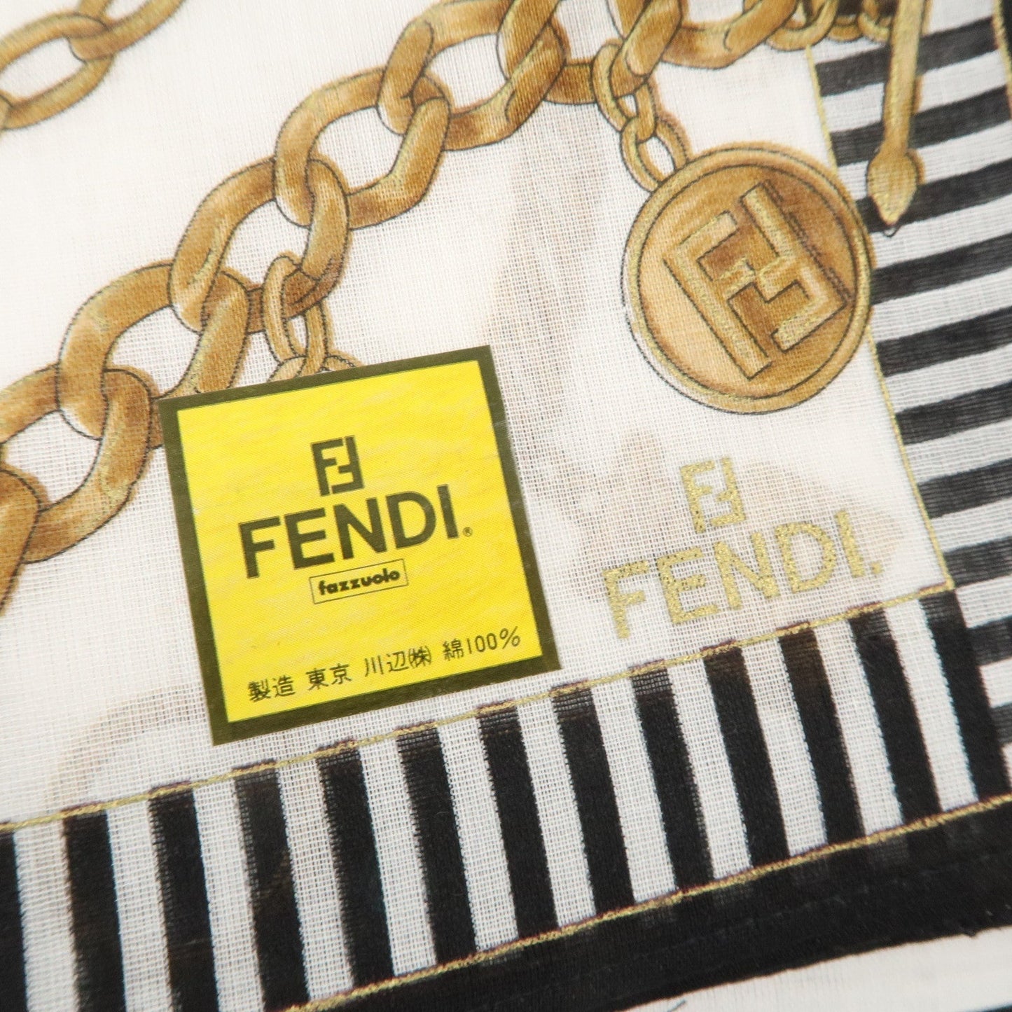 FENDI Set of 5 Cotton 100% Handkerchief White Navy Red Black