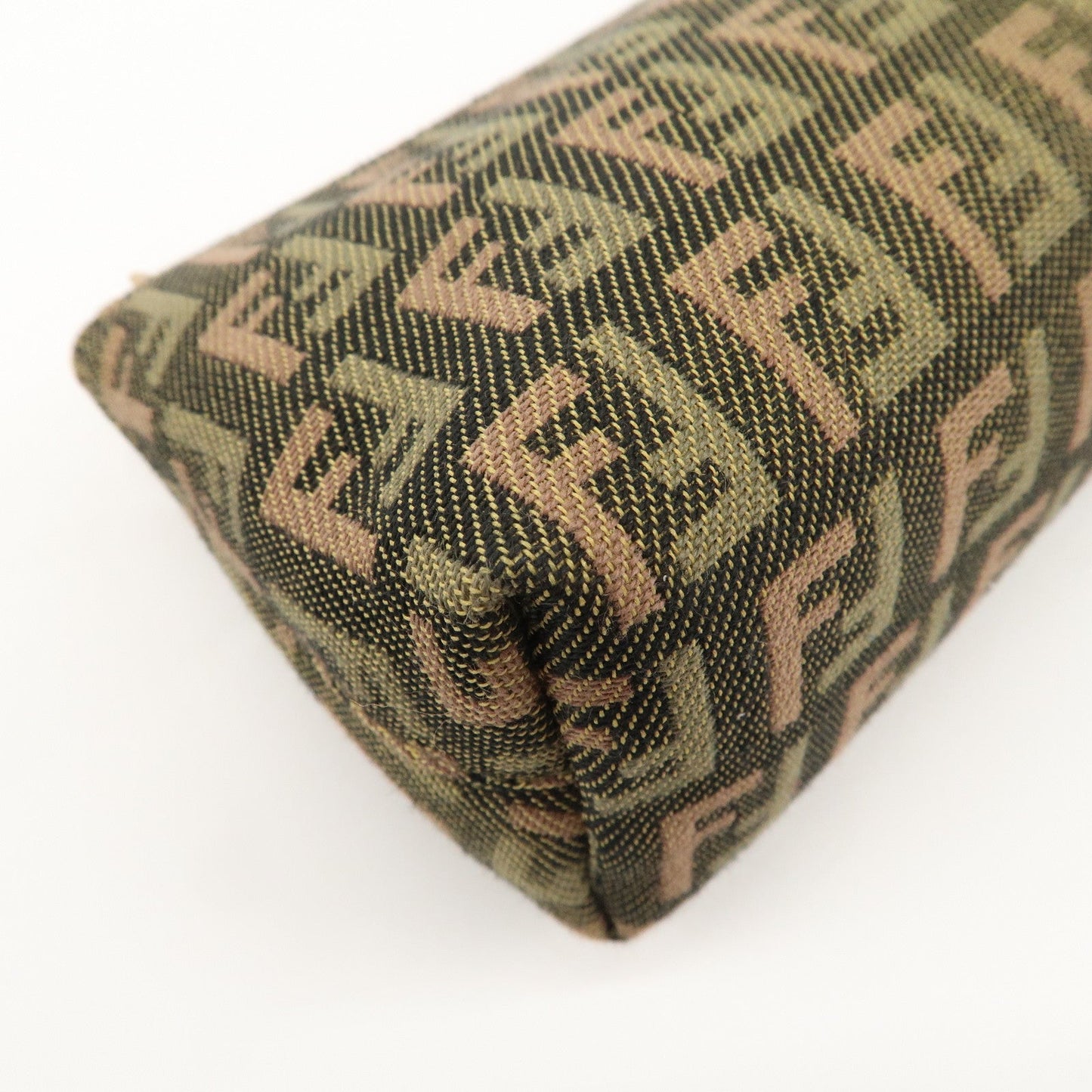 FENDI Zucca Canvas Leather Pouch Mini Bag Khaki Brown 7N0037