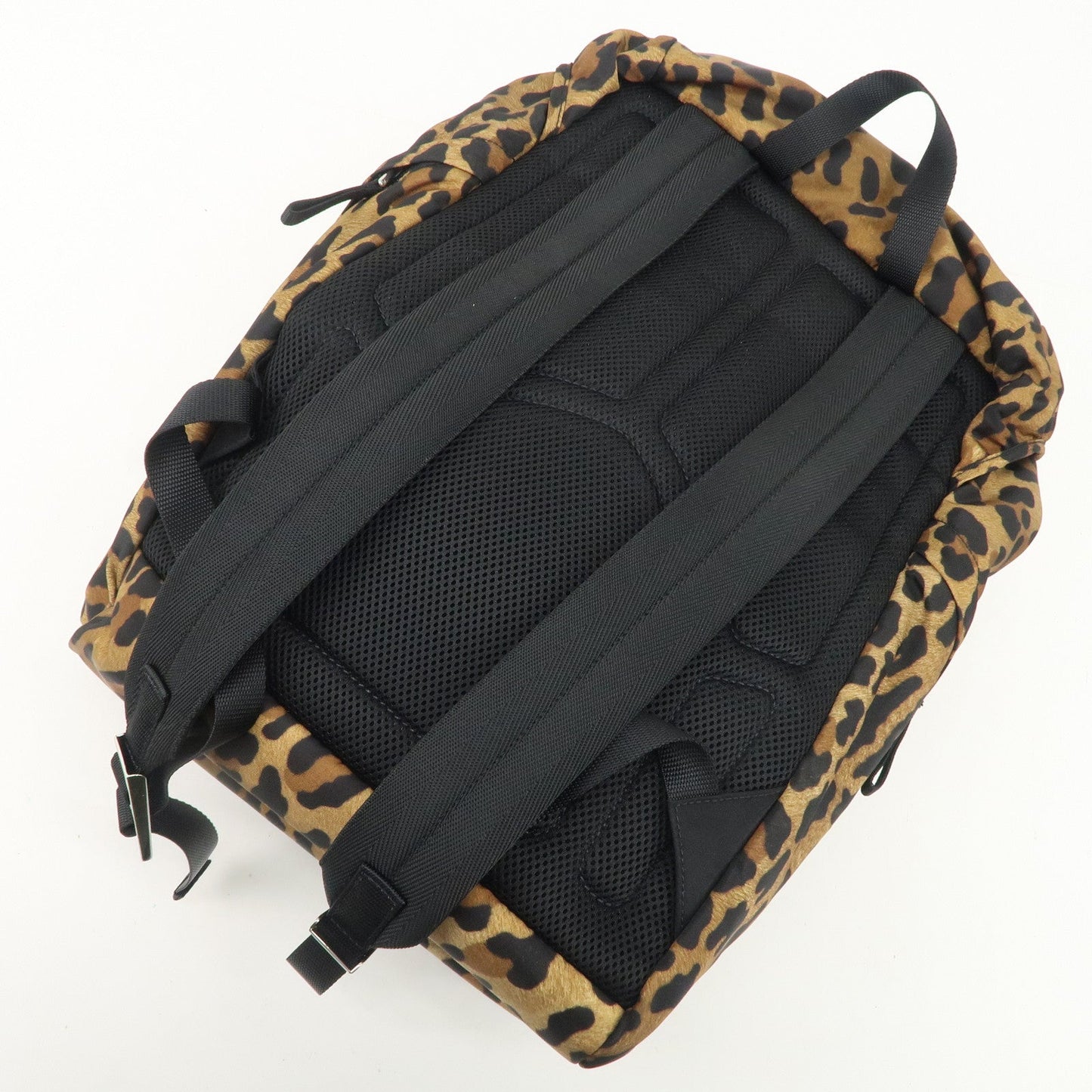 PRADA Nylon Leopard Print Back Pack Brown Black 2VZ062