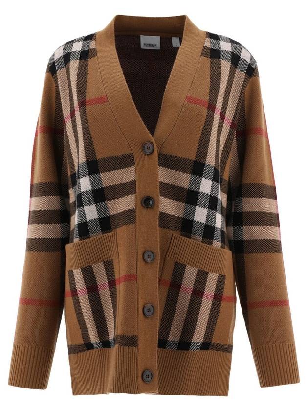 Luxury Burberry Check Wool Cashmere Cardigan Brown