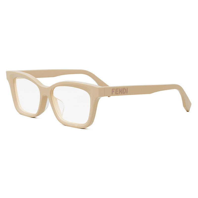 Fendi Eyeglasses Cat Eye Full Rim, Beige Frame and Clear Demo Lenses Lens FE50057I057