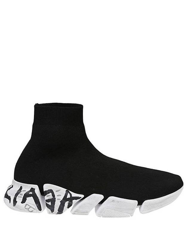 Luxury Balenciaga Trending 2026 Speed 2.0 Graffiti Knit High Top Sneakers Black