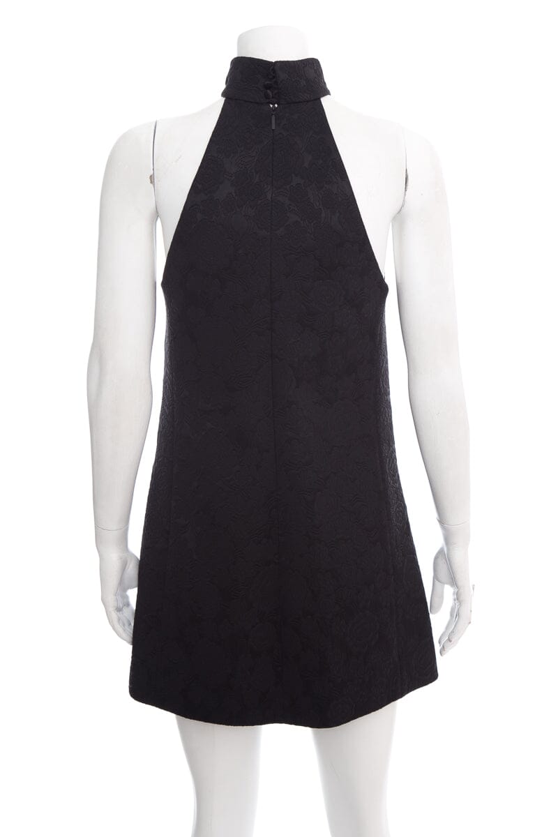 Saint Laurent Black Floral Halter Neck Mini Dress SZ 4