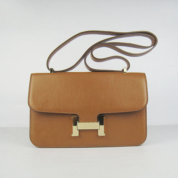 Luxury Hermes calf Leather Message Bag H020 light coffee golden