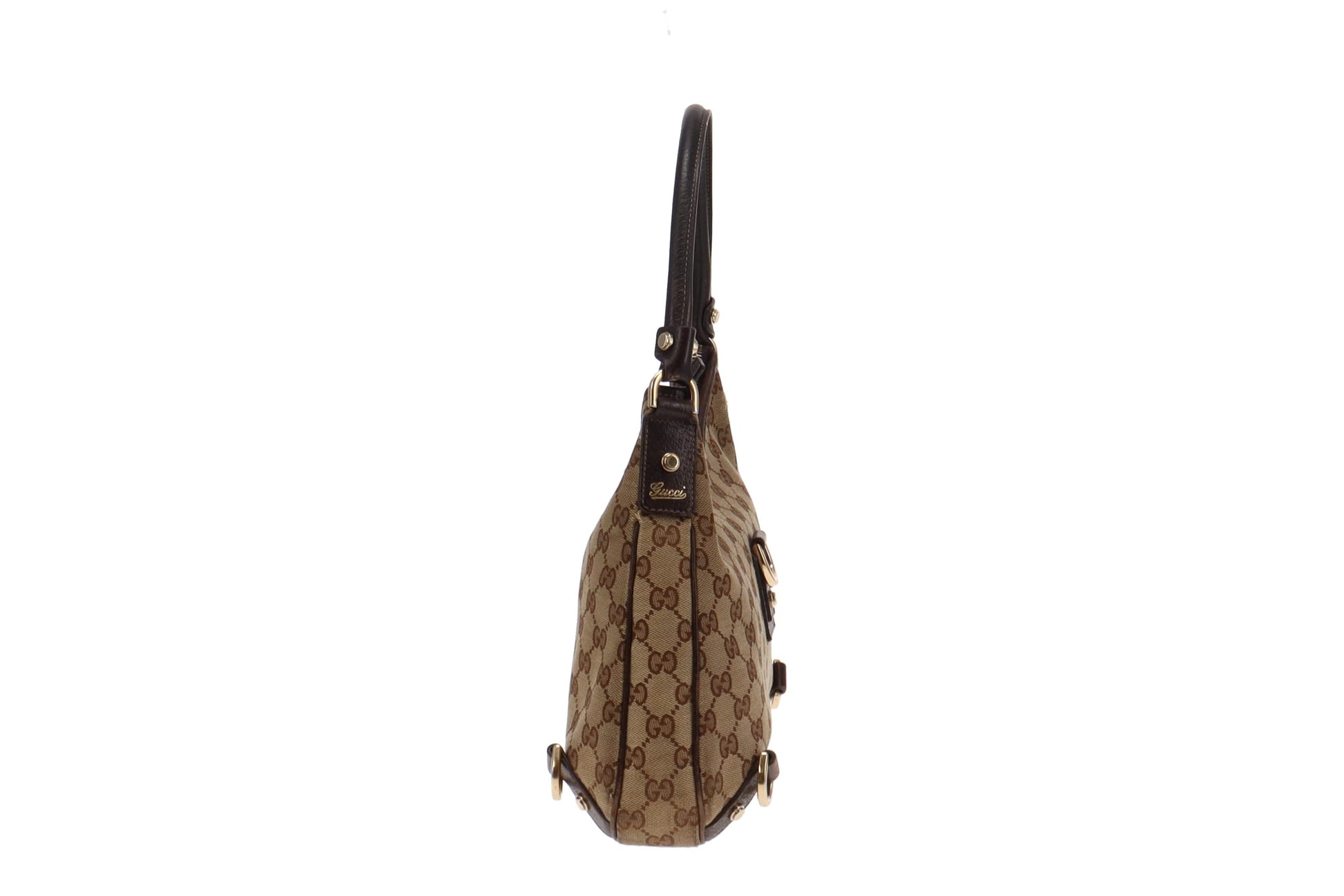 Gucci Abbey Brown Leather Canvas Shoulder Bag Style 1