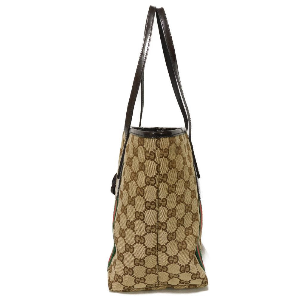 Gucci Web Stripe GG Canvas Patent Leather Tote Bag