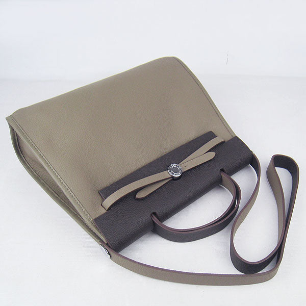 Luxury Hermes Herbag 60667 Ladies Cow Leather Grey