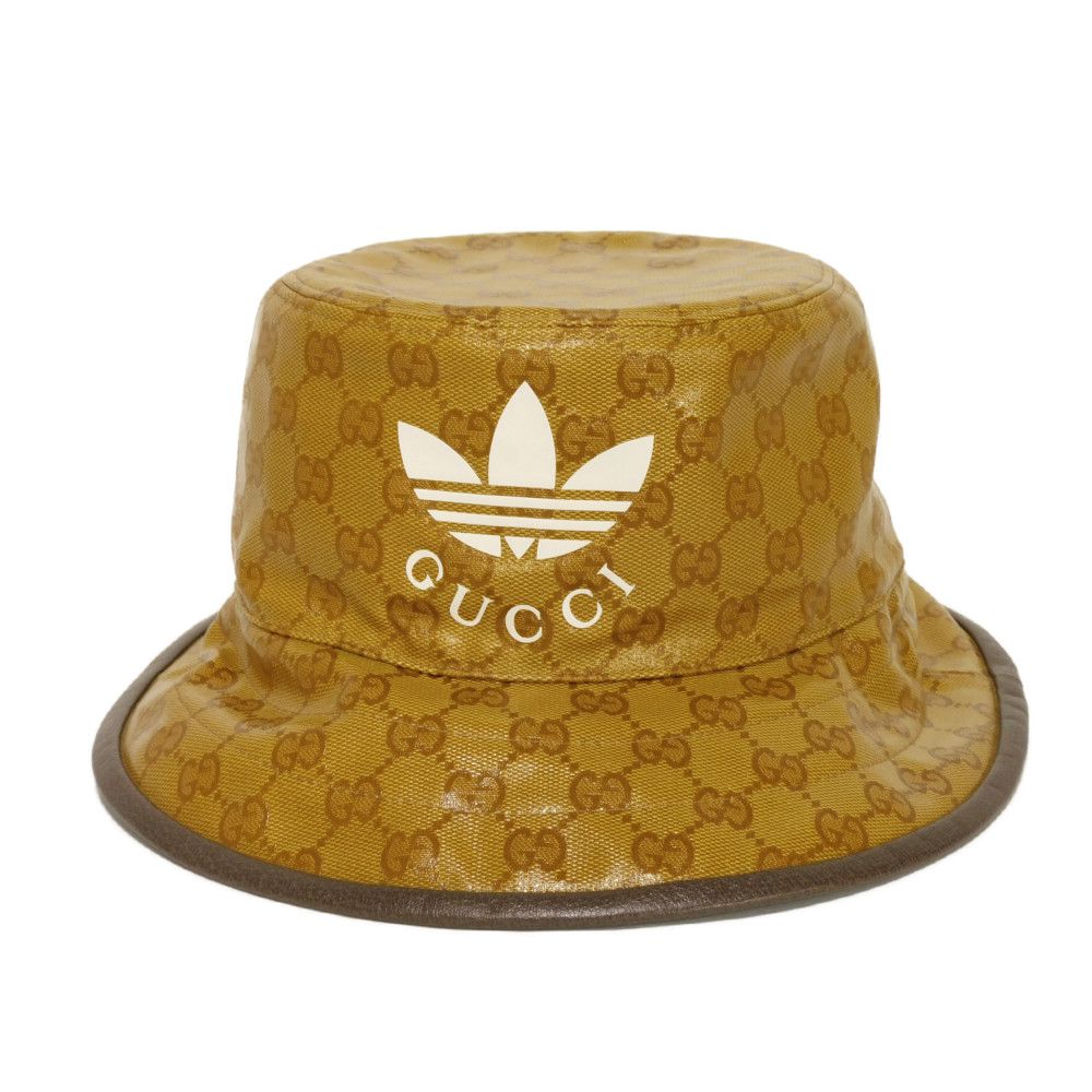 GUCCI hat 696484 4HAP2 7164 GG crystal canvas Brown Adidas GG Crystal Bucket Hat