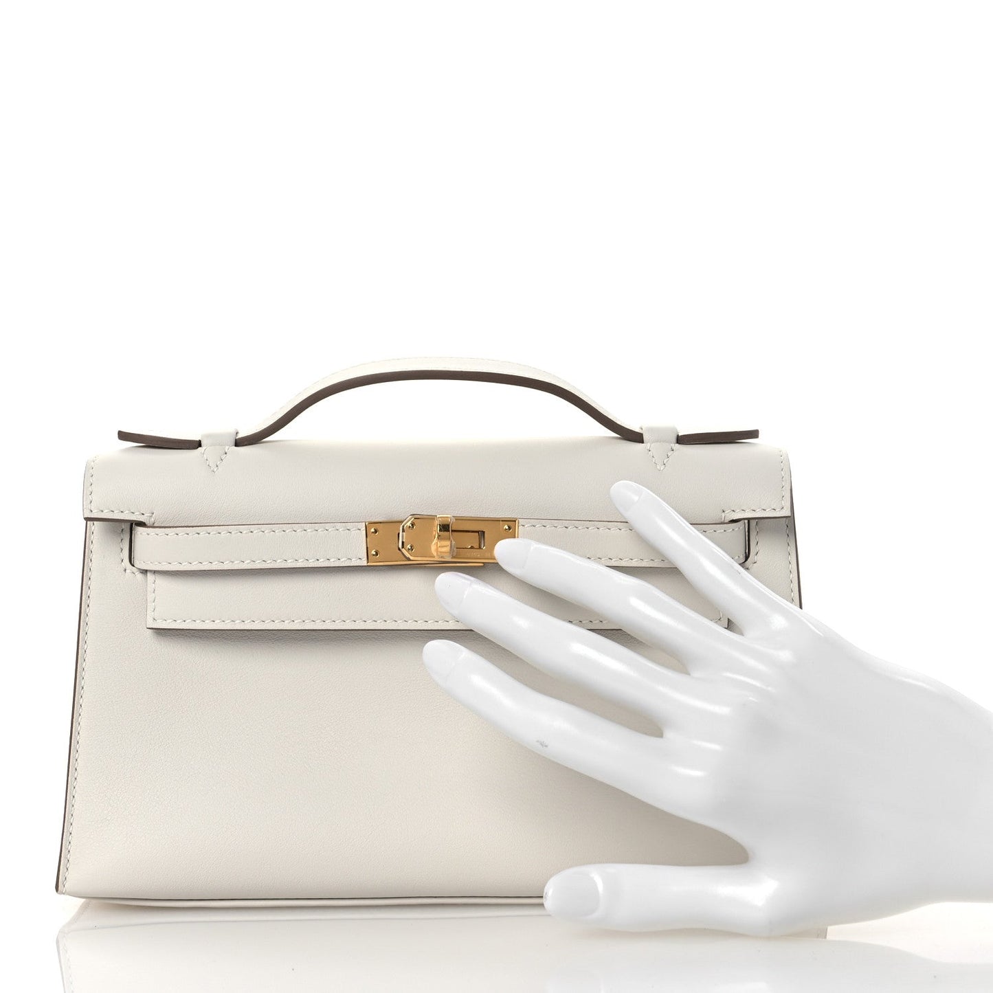 Hermes Swift Kelly Pochette Clutch Craie