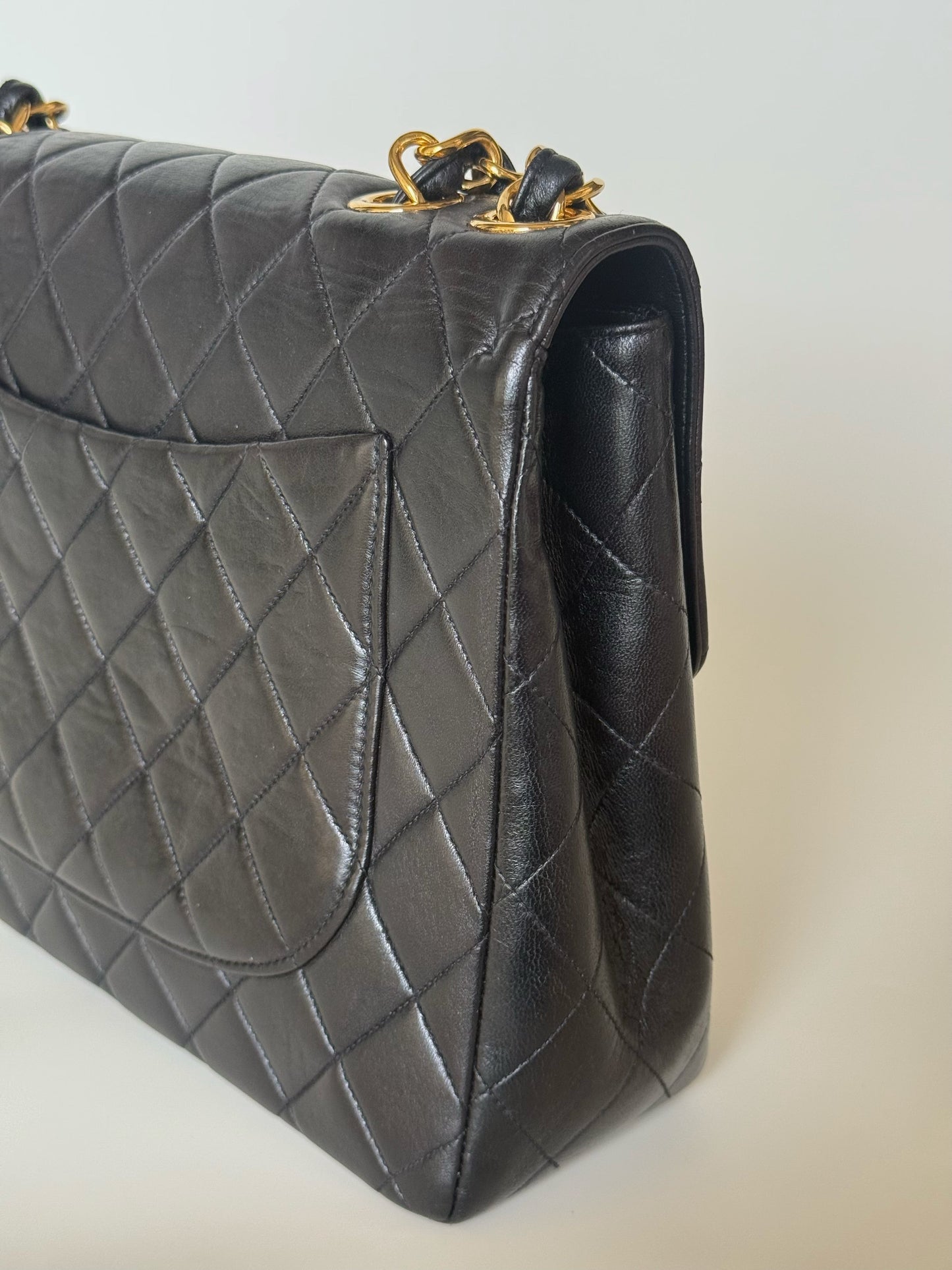 Chanel  Quilted Lambskin Classic Single Flap Bag Jumbo Black