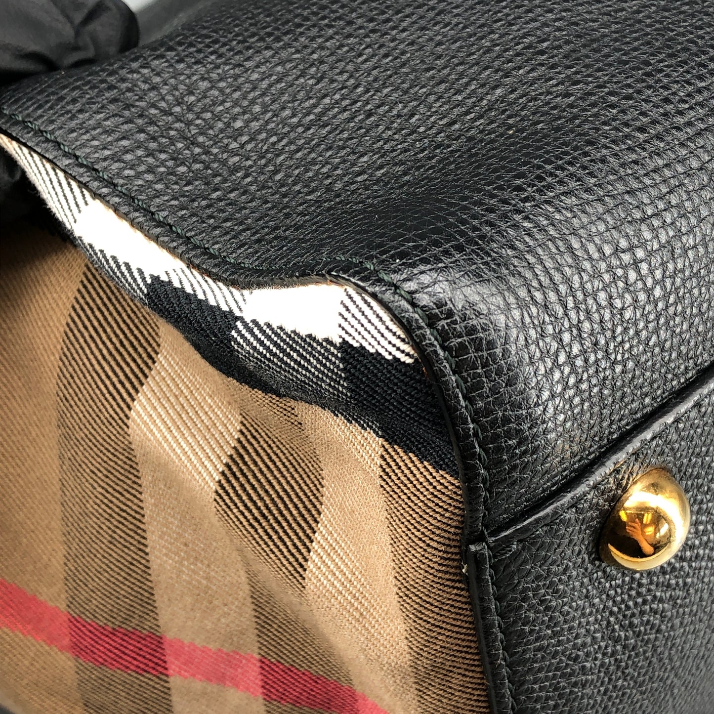 Burberry Check and Leather Tote Bag Beige