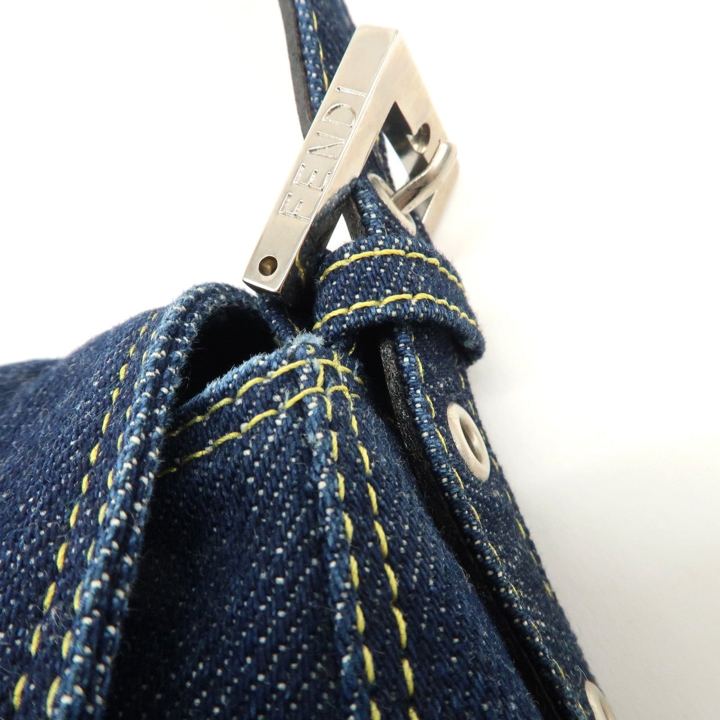FENDI Denim Leather Mamma Baguette Shoulder Bag 26325