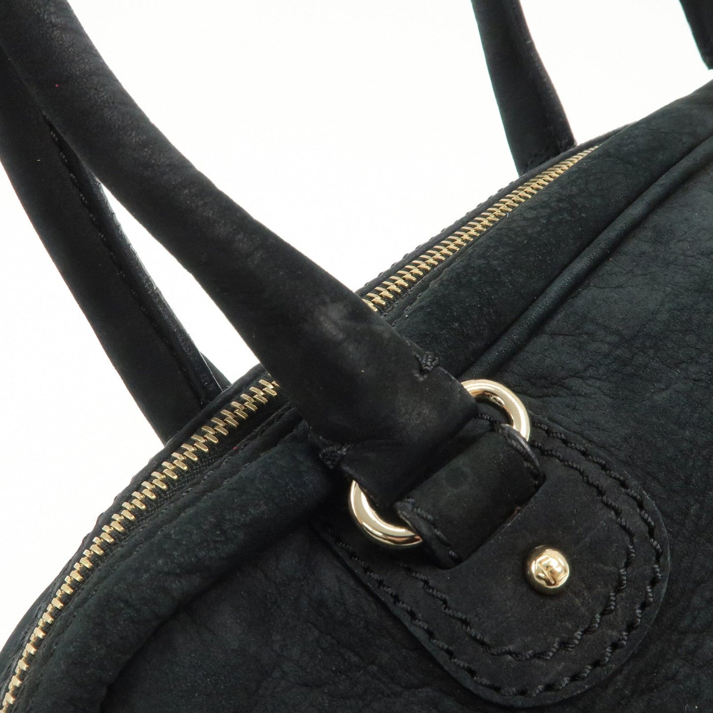 FENDI Suede Studs Mini Boston Bag Black 8BL076