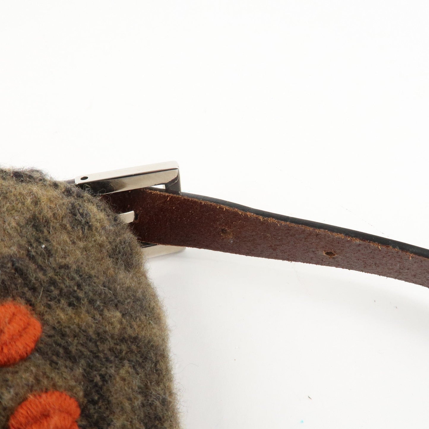 FENDI Mamma Baguette Zucca Wool Leather Shoulder Bag Flower