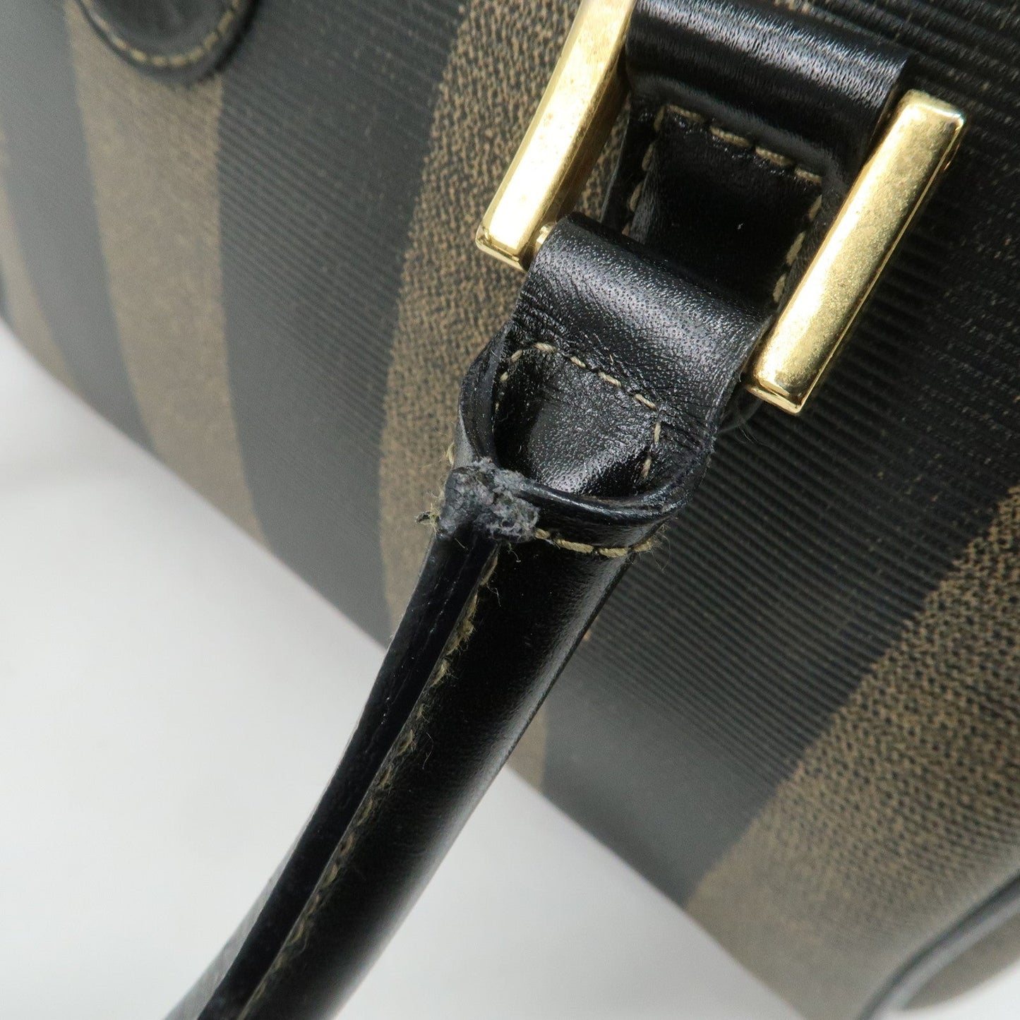 FENDI Pequin PVC Leather 2Way Bag Hand Bag Brown Black