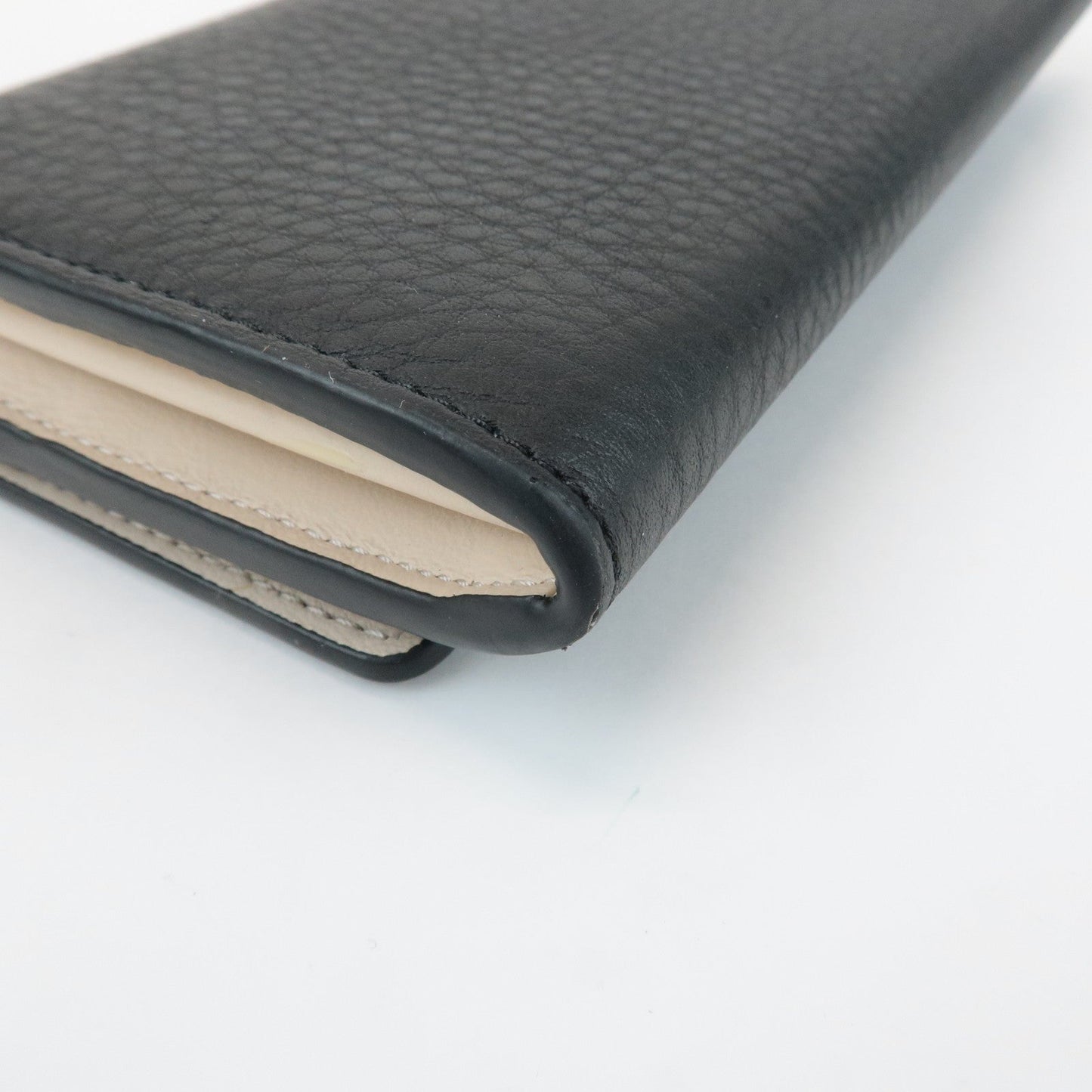 FENDI Leather Peekaboo Bi-fold Long Wallet Black 8M0427