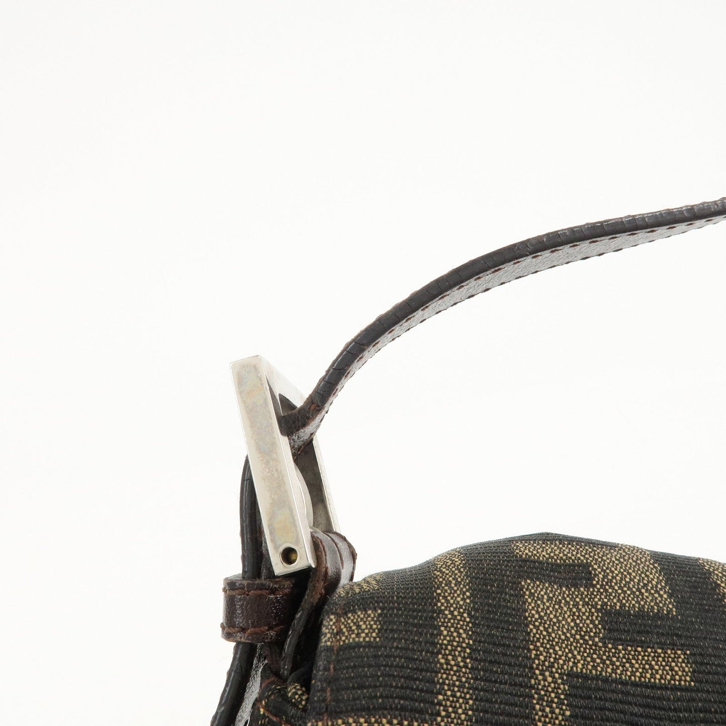 FENDI Mamma Bagguette Zucca Canvas Leather Shoulder Bag 26424