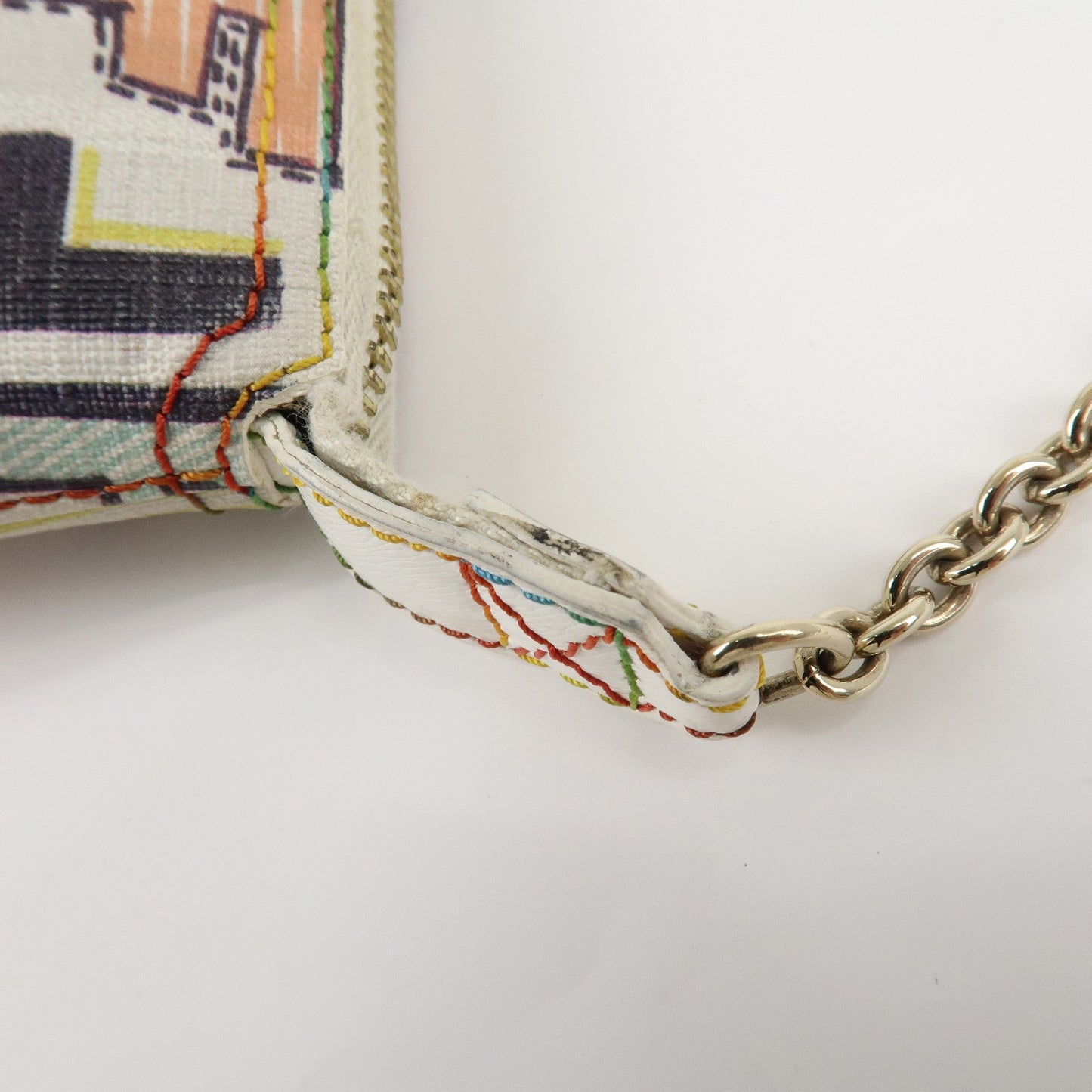 FENDI Zucca PVC Accessory Chain Pouch Multi Color Ivory 8BR592