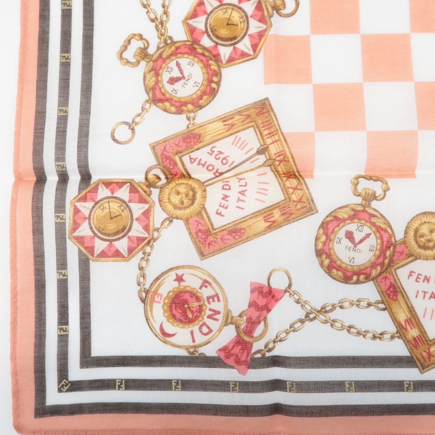 FENDI Set of 5 Cotton 100% Handkerchief Pink Navy Red White