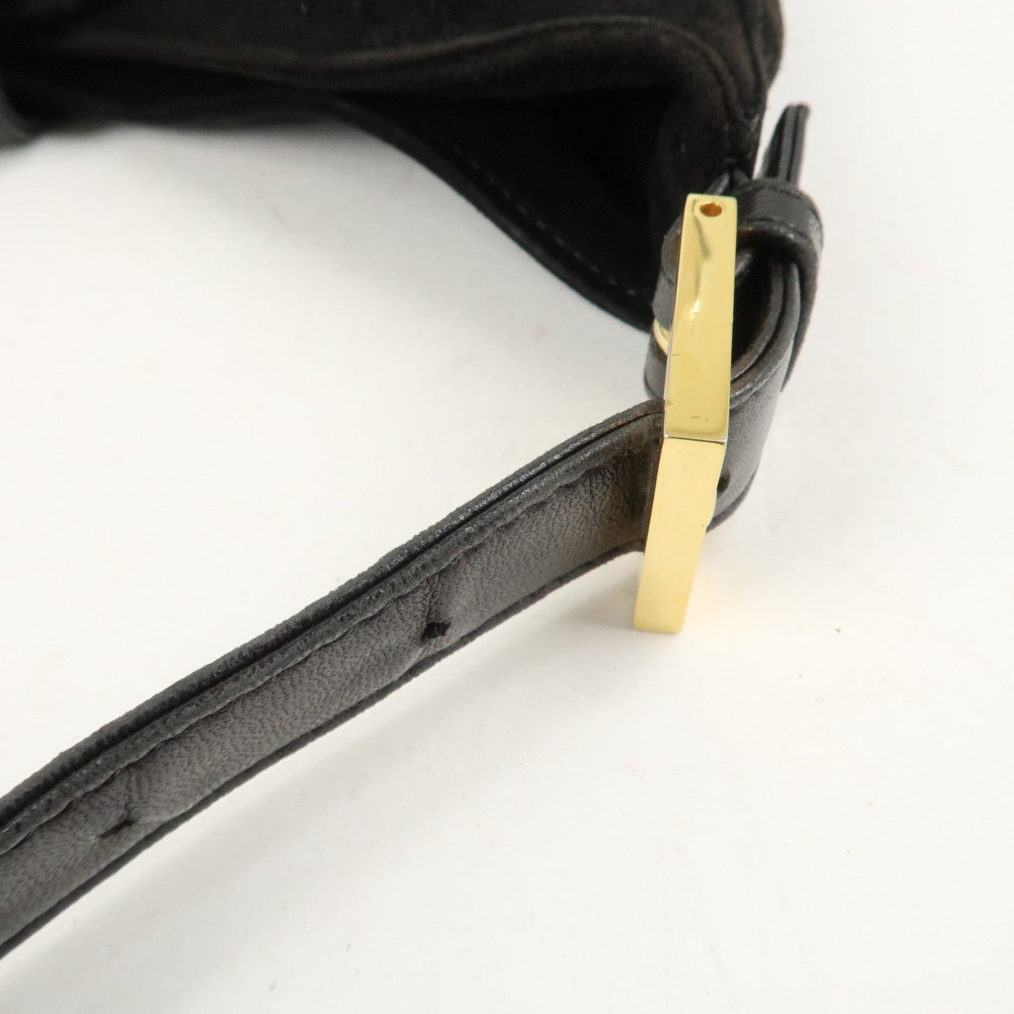 FENDI Suede Leather Shoulder Bag Black 26569