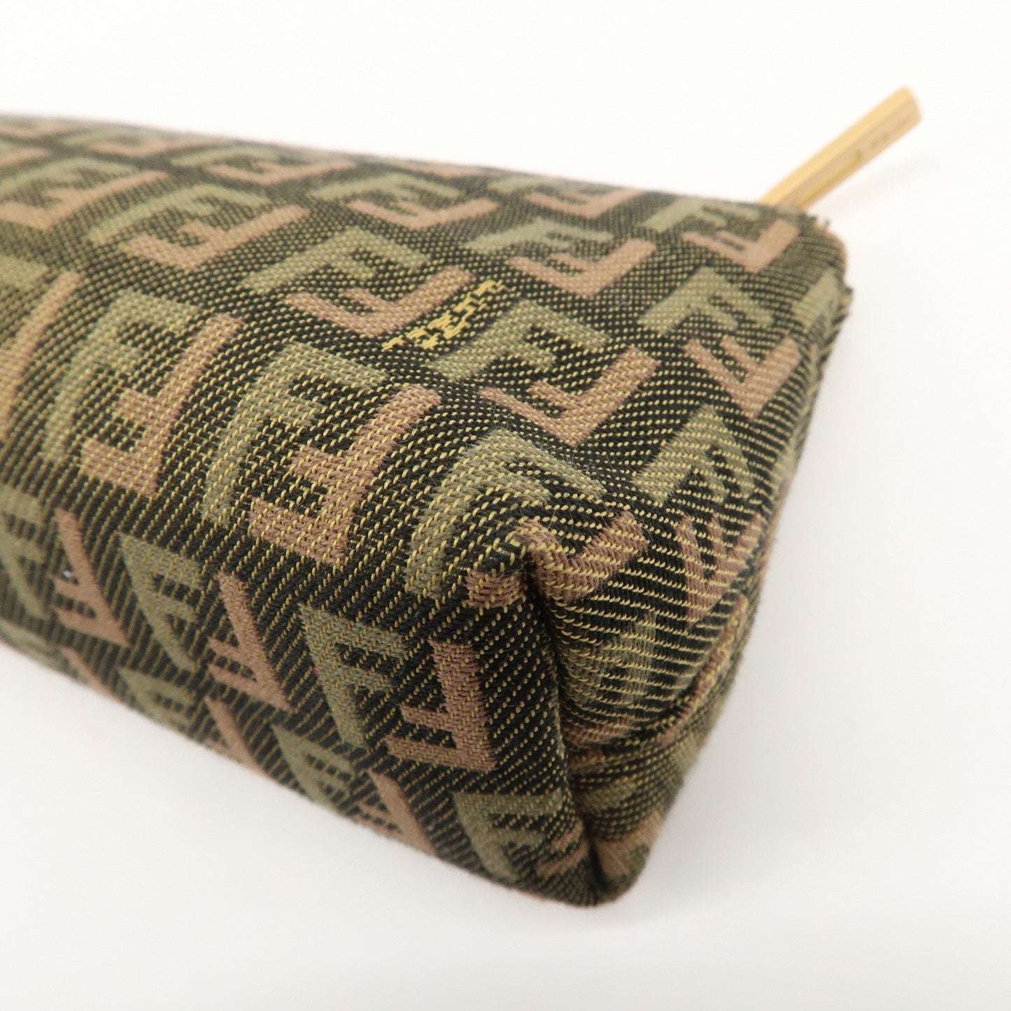 FENDI Zucca Canvas Leather Pouch Mini Bag Khaki Brown 7N0037