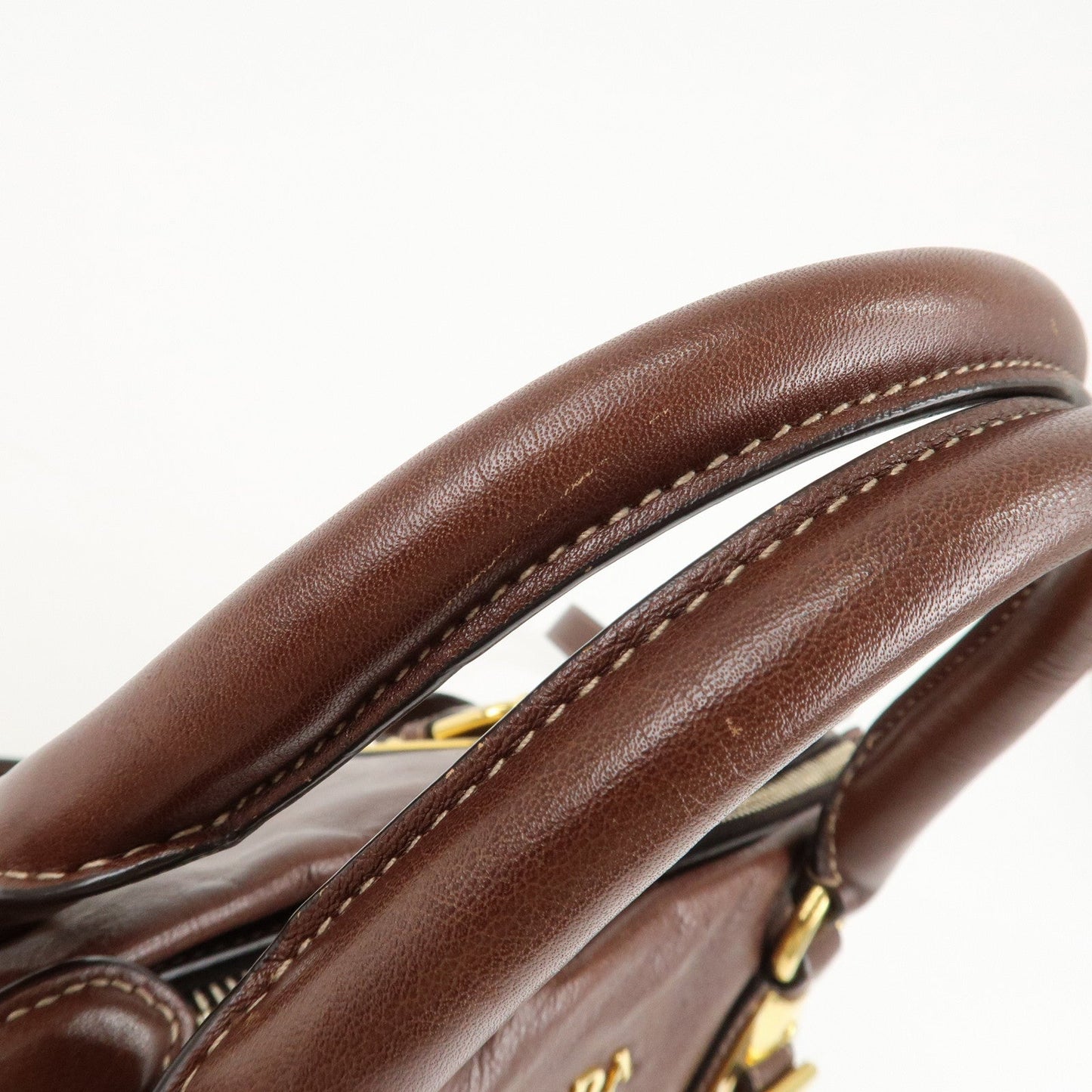 PRADA Leather 2Way Bag Shoulder Bag Hand Bag Brown BN1904