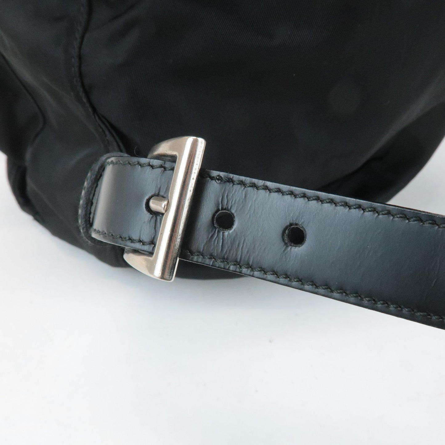 PRADA Triangle Logo Nylon Leather Back Pack Ruck Sack Black B2811