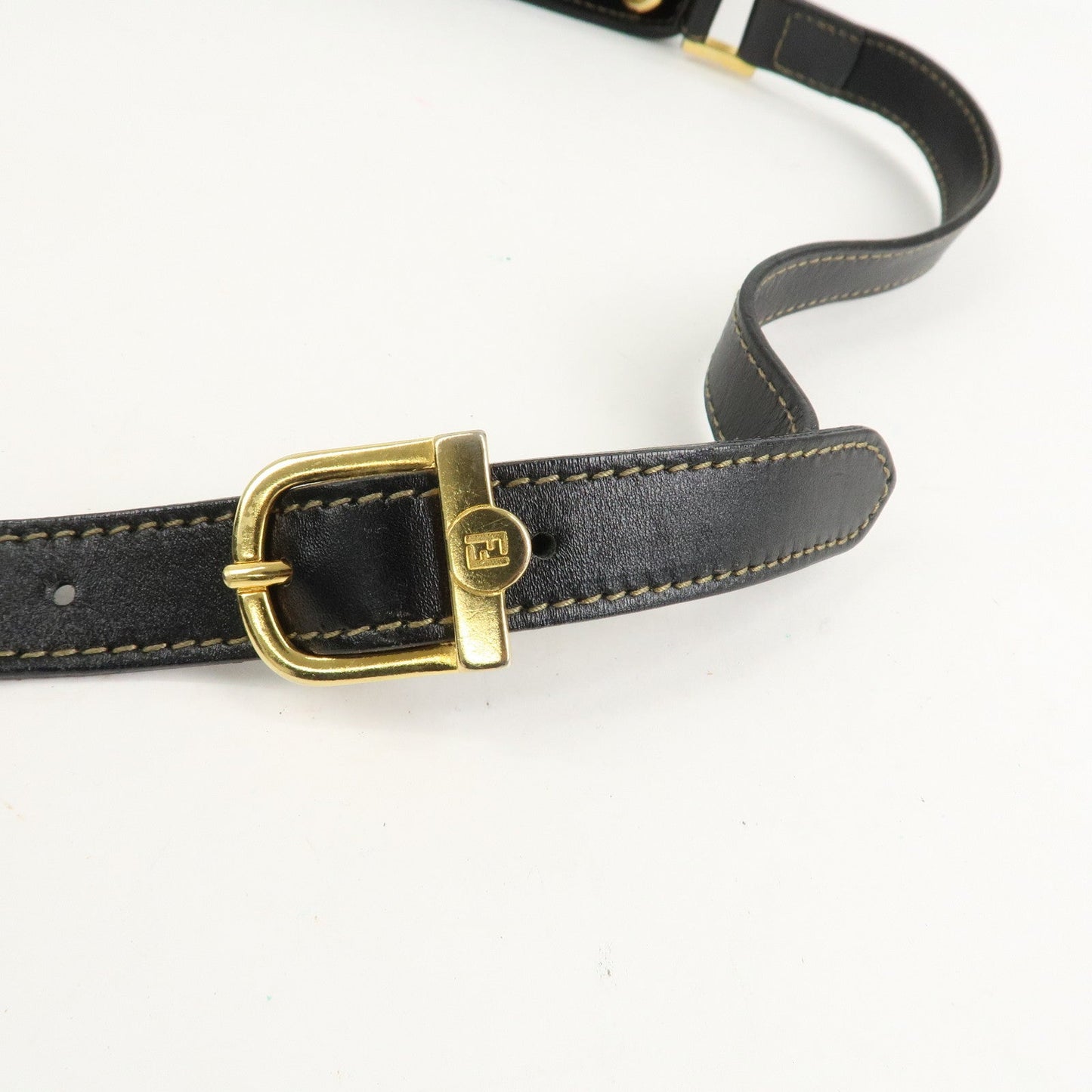 FENDI Pequin PVC Leather Shoulder Bag Black Brown 11644