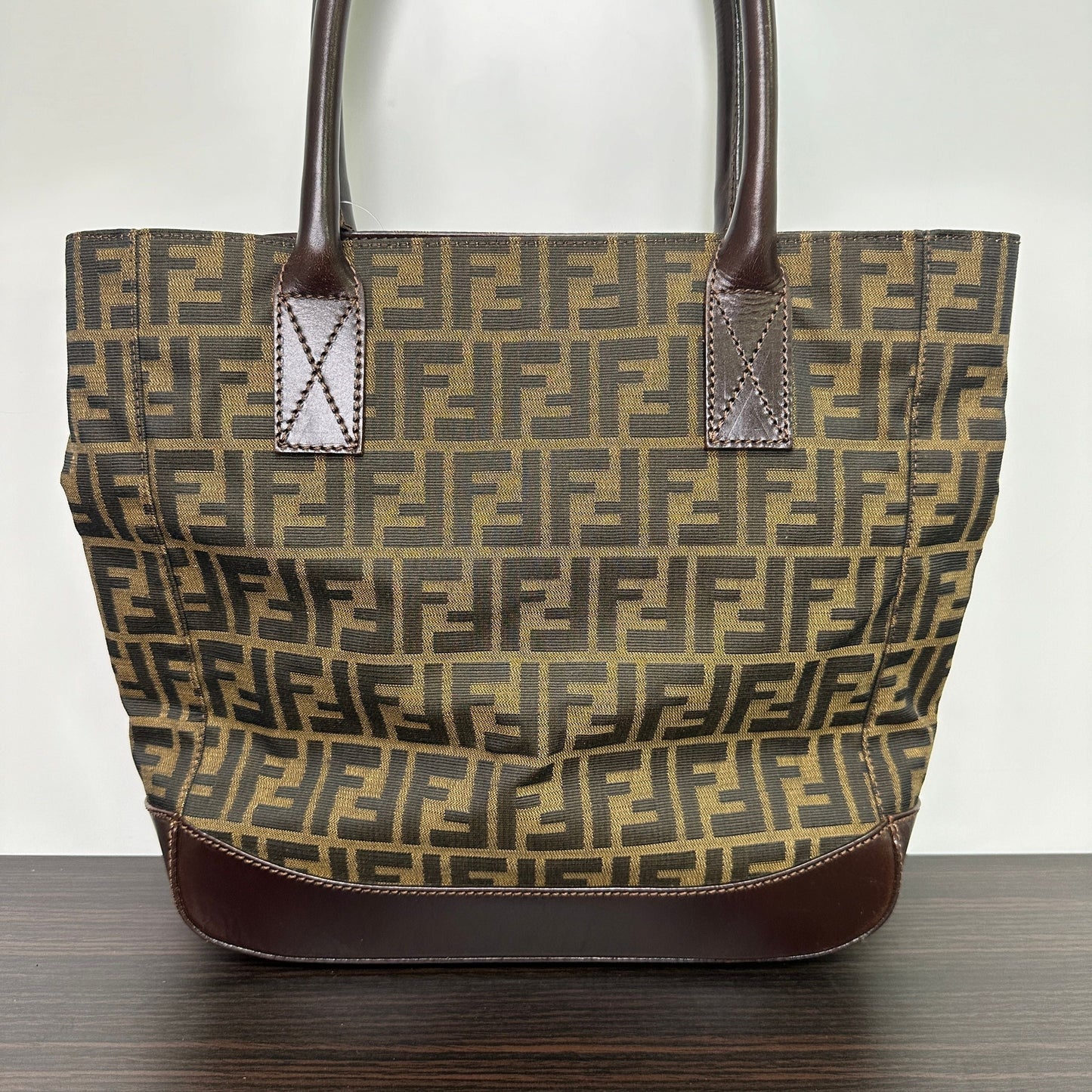 Fendi Leather-Trimmed Zucca Tote - Brown Totes, Handbags LB125418
