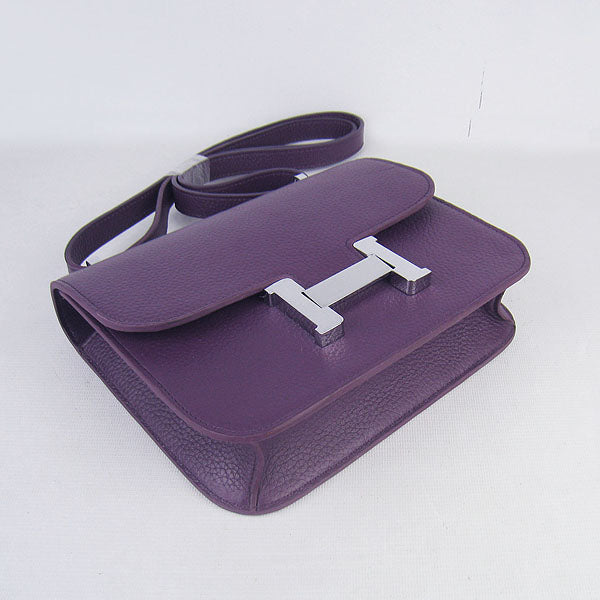 Luxury Hermes Constance Cowskin Leather Bag H017 purple silver